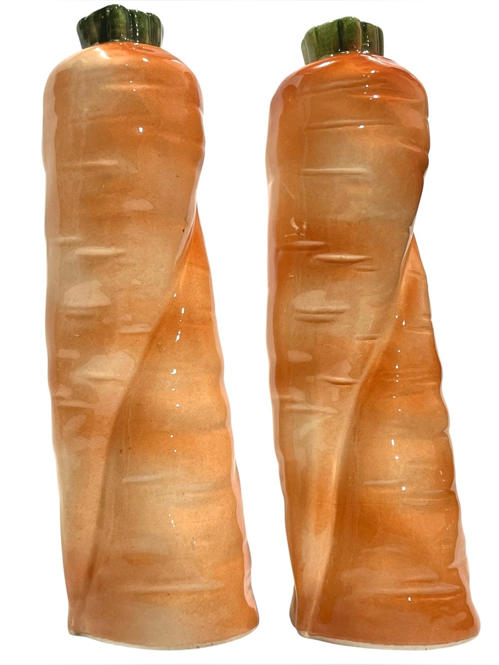 Vintage 1950s Lefton Figural Carrot Parsnip Ceramic Salt Pepper Shaker Set Japan